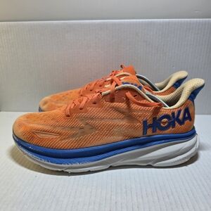 .1645 Hoka M Clifton 9, Orange/Blue, Mens Running Shoes-US 11.5 D  Mens